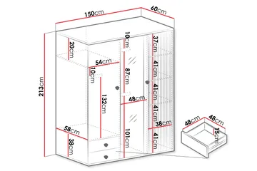 Aldbrough Garderob med Spegel 150x213 cm - Brun/Svart - Products - Förvaring - Garderober & garderobssystem