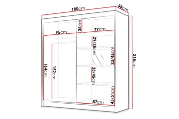 Chavez Garderob med Spegel 180x215 cm - Svart - Products - Förvaring - Garderober & garderobssystem
