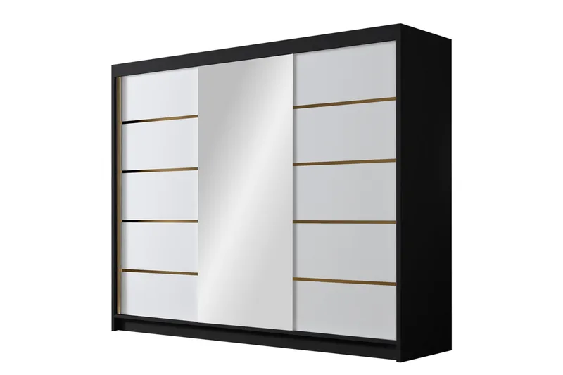 Cinerea Garderob med Spegel 250x215 cm, Vit/Svart