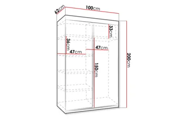 Dunkra Garderob m. Spegel 100x200 cm - Beige - Products - Förvaring - Garderober & garderobssystem