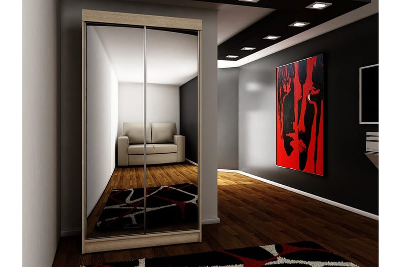 Dunkra Garderob m. Spegel 100x200 cm - Svart - Products - Förvaring - Garderober & garderobssystem