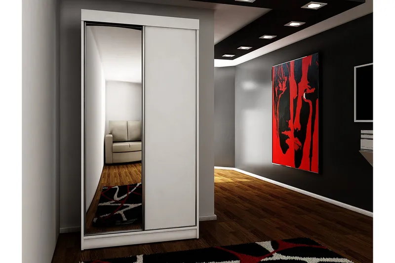 Dunkra Garderob m. Spegel 100x200 cm - Vit - Products - Förvaring - Garderober & garderobssystem