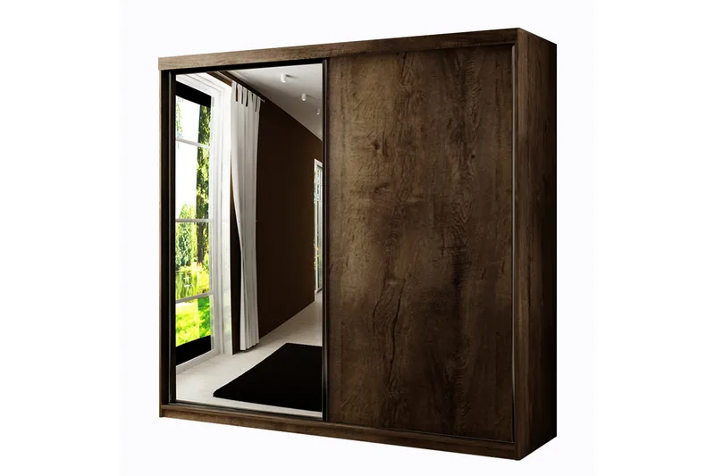 Dunkra Garderob m. Spegel 200x200 cm, Brun