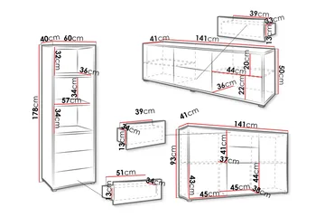 Agawal Möbelset För Vardagsrum - Brun - Products - Förvaring - Förvaringsmöbler - Möbelset för vardagsrum
