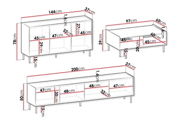 Akihito Möbelset För Vardagsrum - Brun - Products - Förvaring - Förvaringsmöbler - Möbelset för vardagsrum
