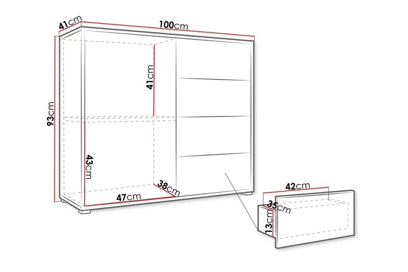 Agawal Byrå 100 cm - Beige - Products - Förvaring - Förvaringsmöbler - Byrå - Hallbyrå