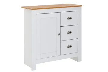 Byrå Wohnling med 3 lådor 2 dörrar tvåfärgad vit ek lantlig stil - Products - Förvaring - Förvaringsmöbler - Byrå - Hallbyrå
