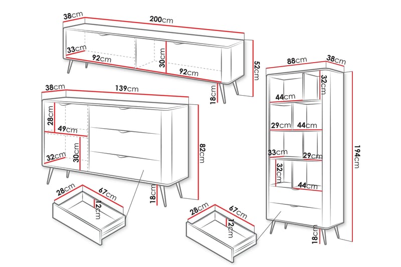 Forba Möbelset För Vardagsrum - Beige - Products - Förvaring - Förvaringsmöbler - Möbelset för vardagsrum
