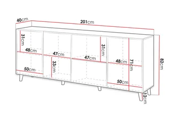 Juniskär Skänk med Förvaring trä 40x82x200 cm - Svart / Ek / Ribbad - Products - Förvaring - Förvaringsmöbler - Byrå