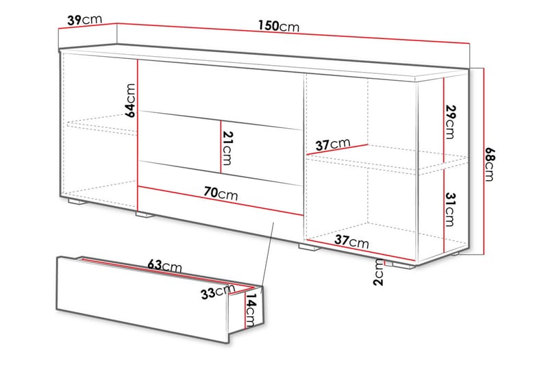 Kankuro Byrå 111x68 cm - Natur/Vit - Products - Förvaring - Förvaringsmöbler - Byrå