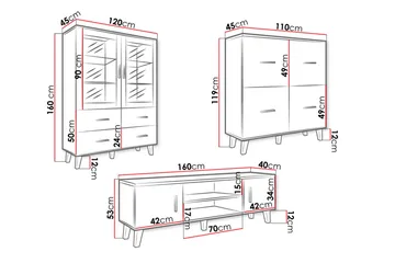 Kardos Vardagsrumsset - Natur/Svart - Products - Förvaring - Förvaringsmöbler - Möbelset för vardagsrum