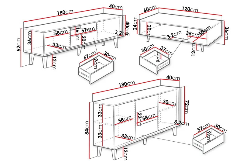 Kintore Möbelset För Vardagsrum - Brun - Products - Förvaring - Förvaringsmöbler - Möbelset för vardagsrum