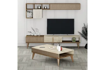 Lissione Möbelset För Vardagsrum - Valnöt/Beige - Products - Förvaring - Förvaringsmöbler - Möbelset för vardagsrum