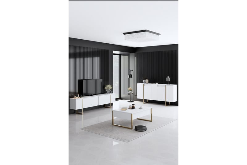 Luxe Konsollbord 160 cm - Vit/Guld - Products - Förvaring - Förvaringsmöbler - Sideboard & skänk