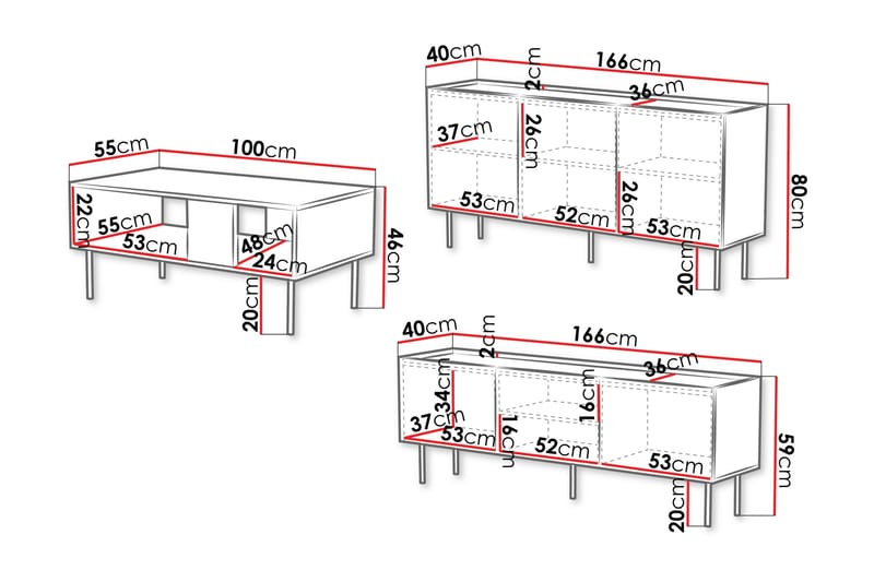 Munkedal Möbelset För Vardagsrum - Vit - Products - Förvaring - Förvaringsmöbler - Möbelset för vardagsrum