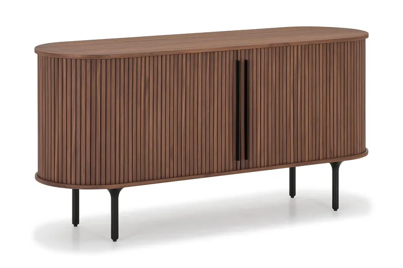 Noira Smalt Sideboard Ribbad Valnöt 150x45 cm, Valnöt / Brun