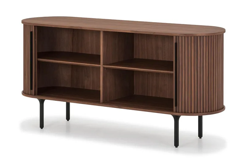 Noira Smalt Sideboard Ribbad Valnöt 150x45 cm - Valnöt / Brun - Products - Förvaring - Förvaringsmöbler - Sideboard & skänk