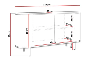 Pantego Skänk 139x40 cm - Rosa - Products - Förvaring - Förvaringsmöbler - Sideboard & skänk