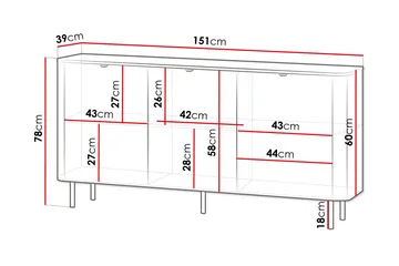 Pollena Skänk 151x39 cm - Brun - Products - Förvaring - Förvaringsmöbler - Sideboard & skänk