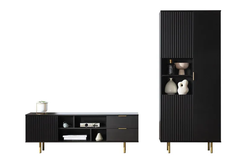 Staffin Möbelset För Vardagsrum, Svart