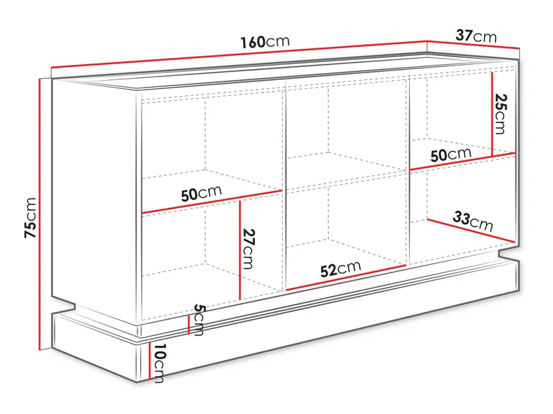 Zelric Skänk 160x37 cm - Beige - Products - Förvaring - Förvaringsmöbler - Sideboard & skänk