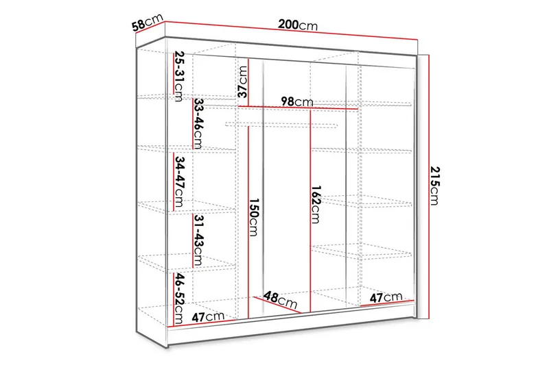 Cyria Garderob 200x215 cm - Brun/Vit - Products - Förvaring - Garderober & garderobssystem - Garderobsskåp