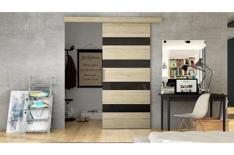 Skjutdörr MARTI, Ek/Svart