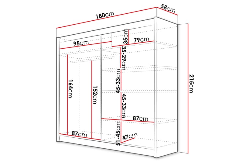 Prag Garderob 180x215 cm - Svart - Products - Förvaring - Garderober & garderobssystem - Garderobsskåp