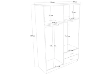 Yaman Garderob 120x180 cm - Mattvit - Products - Förvaring - Garderober & garderobssystem - Garderobsskåp
