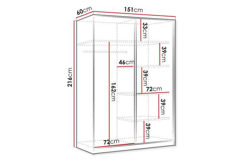Gudelia Garderob 151x216 cm - Vit - Products - Förvaring - Garderober & garderobssystem