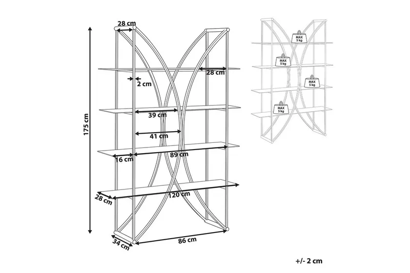 Bokhylla Hollow Guld - Guld - Products - Förvaring - Hylla - Bokhylla