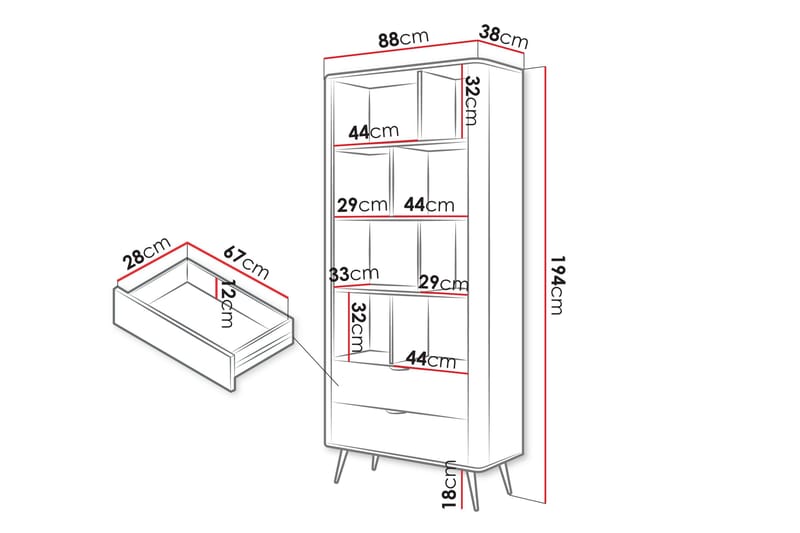 Forba Bokhylla 88 cm - Beige - Products - Förvaring - Hylla - Bokhylla