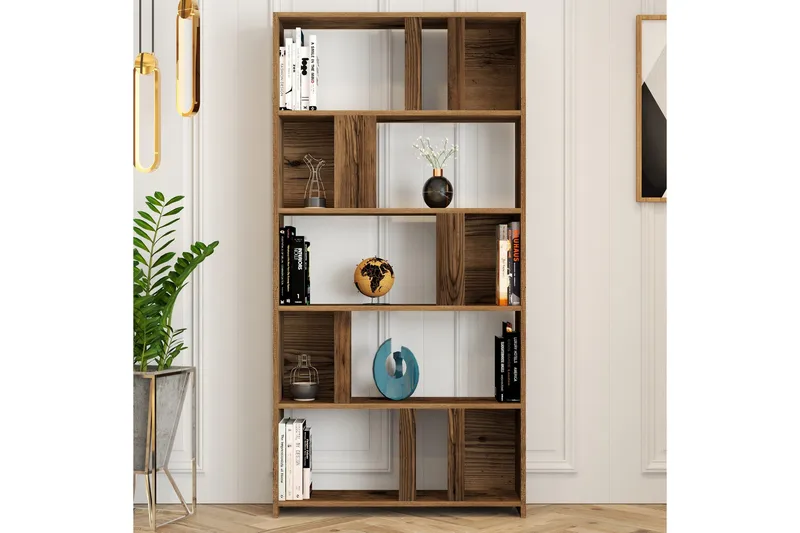 Timiza Bokhylla 90x20 cm 5 Hyllor - Mörkbrun - Products - Förvaring - Hylla - Bokhylla