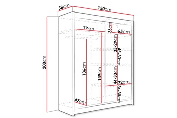 Leila Garderob med Spegel 150x200 cm - Vit - Products - Förvaring - Garderober & garderobssystem