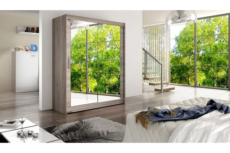 Leila Garderob Skjutdörrar Speglar - Ek/Tryffel/Spegel - Products - Förvaring - Garderober & garderobssystem