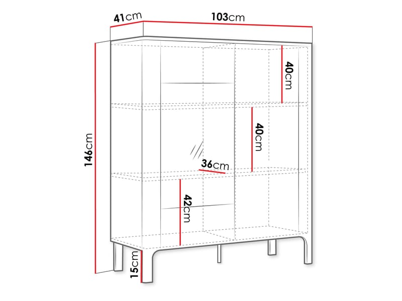 Aggarwal Vitrinskåp 103 cm med Belysning - Products - Förvaring - Skåp - Vitrinskåp