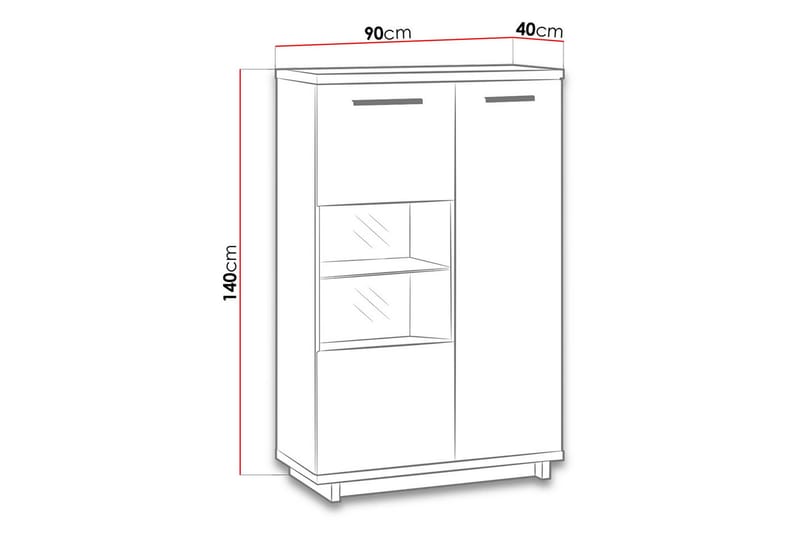 Ingram Vitrinskåp 40x90 cm - Ek/Svart - Products - Förvaring - Skåp - Vitrinskåp