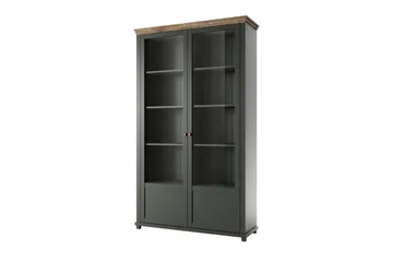 Ivreri Vitrinskåp 42 cm djup 126 cm bred 200 cm hög Mörkt Trä - Khaki/Natur - Products - Förvaring - Skåp - Vitrinskåp