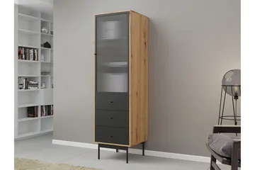 Kintore Smalt Vitrinskåp 48 cm djup 52 cm bred 180 cm hög Trä - Svart - Products - Förvaring - Skåp - Vitrinskåp