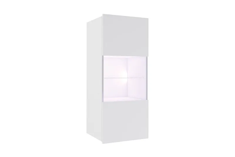 Tessan Vitrinskåp 45x32x117 cm, Vit Högglans/Vit Led-Belysning