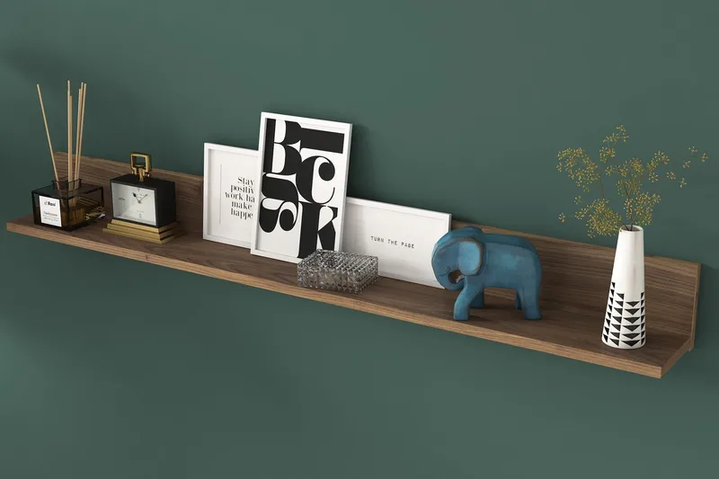 Coliandien Vägghylla 13x136 cm - Valnöt - Products - Förvaring - Småförvaring - Väggförvaring