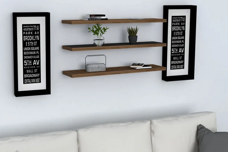 Lakasha Vägghylla 2 cm - Valnöt - Products - Förvaring - Småförvaring - Väggförvaring