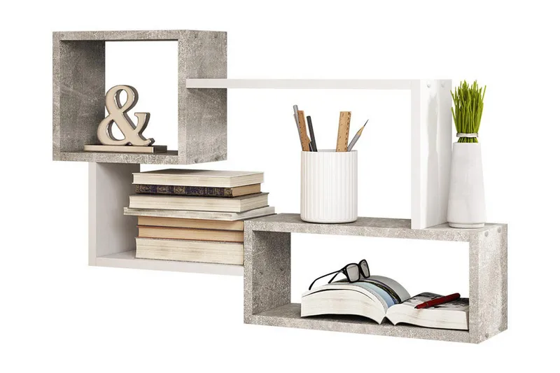 Trio Vägghylla 87x18x54 cm, Beige/Grå