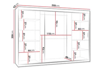 Tallmo Garderob m. Spegel 250x200 cm - Vit/Grå - Products - Förvaring - Garderober & garderobssystem