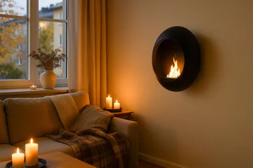 Corbo Liten Vägghängd Rund Etanolkamin 60x23x60 cm i Stål - Svart - Products - Inredning - Kaminer - Kamin utan skorsten - Etanolkamin