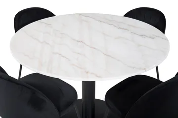 Admira Matgrupp 106 cm Rund inkl 4 Foyos Stolar - Marmor/Vit/Svart - Products - Möbler - Bord & matgrupp - Matgrupp