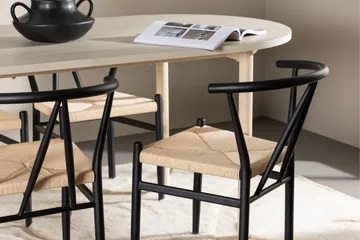 Andy Matgrupp 180 cm Oval med 4 Alfons stolar - Whitewash/Svart - Products - Möbler - Bord & matgrupp - Matgrupp