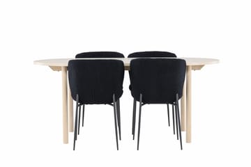 Andy Matgrupp 180 cm Oval med 4 Modesto stolar - Whitewash/Svart - Products - Möbler - Bord & matgrupp - Matgrupp