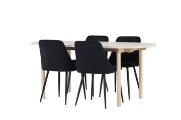 Andy Matgrupp 180 cm Oval med 4 Night stolar - Whitewash/Svart - Products - Möbler - Bord & matgrupp - Matgrupp