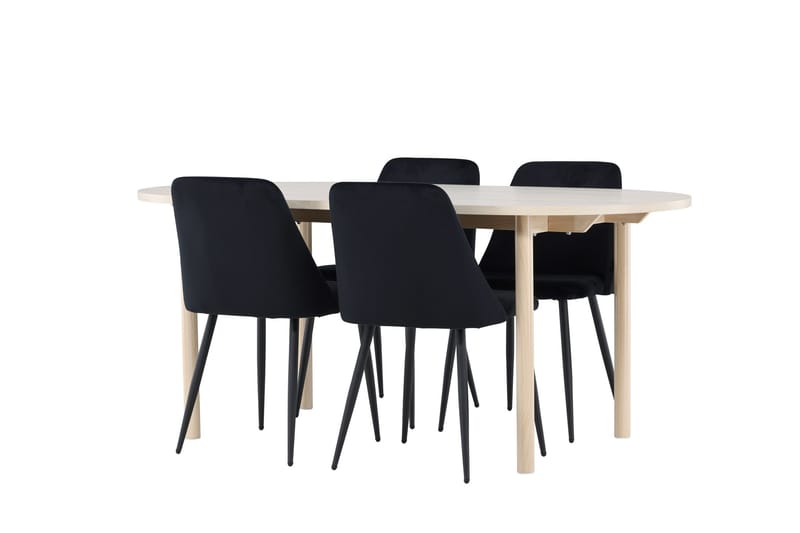 Andy Matgrupp 180 cm Oval med 4 Night stolar - Whitewash/Svart - Products - Möbler - Bord & matgrupp - Matgrupp